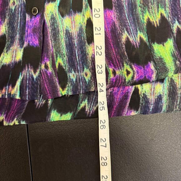 LAmour Nanette Lepore Size XS Colorful Long Sleeve Sheer Button-Up Shirt Art 60s - Picture 3 of 13